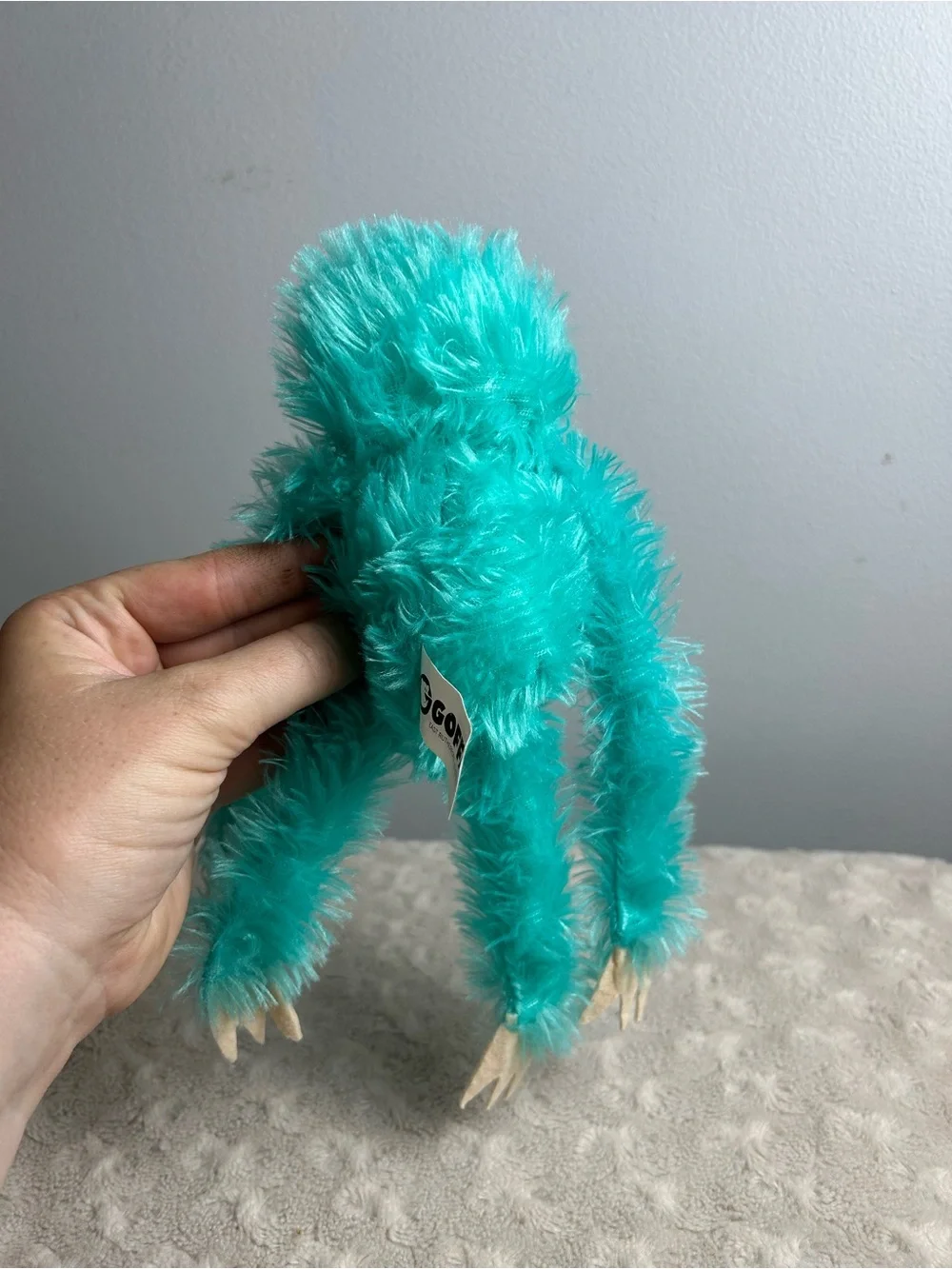 Goffa Three Toed Sloth Plush Stuffed Animal Toy Teal Blue Green White
